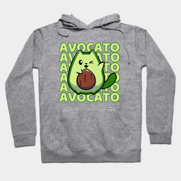 Avocato Funny Kawaii Cute Avocado Cat Mom Hoodie by Illustradise